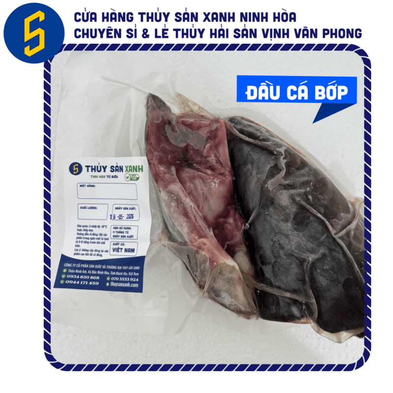 Mua Đầu Cá Bớp Làm Sạch, Bổ Đôi Hút Chân Không | Thủy Sản Xanh